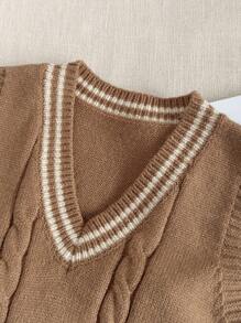 PrepCrw 男童V领花卉针织毛衣背心，学院风 - 彩色 - 查看 4