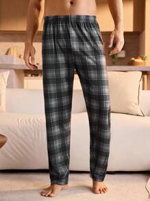 Manfinity Underwear&Sleepwear Basics Pantalon de pyjama à carreaux pour hommes grande taille, vêtements de nuit et de détente, automne