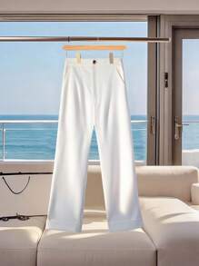 Franclia Pantaloni de birou versatili, cu talie înaltă, culoare solidă