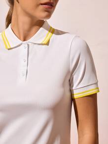 CourtClass 女式撞色短袖休闲健身运动 Polo 衫