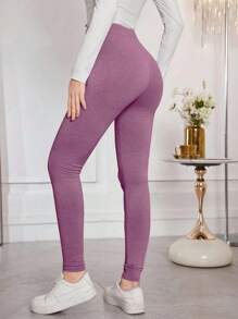 Modelyn Quần legging bó sát có dây rút màu trơn dành cho nữ, thoải mái và co giãn - Màu tím  Violet - Xem 2