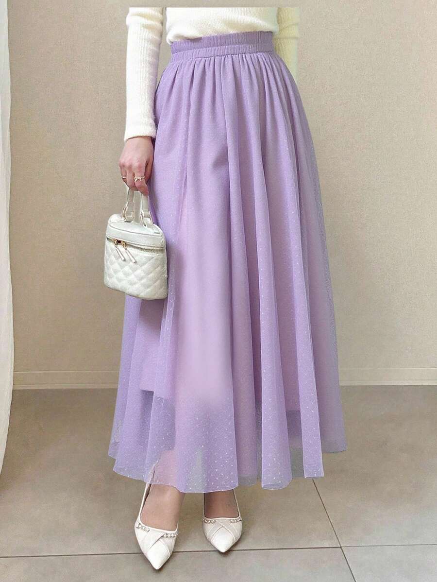 FRIFUL Women's Solid Color Skirt For Summer - Mauve Purple - View 1