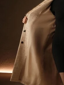 Anewsta Abrigo elegante y de moda para mujer con cuello oversize, para otoño/invierno - Granate - Ver 12