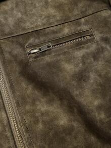 SHEIN MOD 女式复古立领短款夹克 - 棕色 - 查看 4