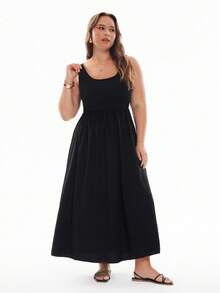 Solavibe Plus Size Women's Sleeveless Dress Black Women Dresses