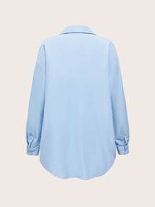 Modmama 2 pièces Ensemble de maternité : Chemise boutonnée à manches longues de couleur unie et pantalon-combinaison, décontracté