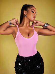 Zyxie Bộ đồ liền thân không tay màu trơn thường ngày cho nữ, mùa hè - Hồng - Xem 4