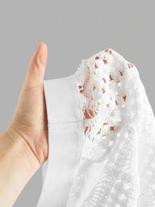 AXEPEAK 春夏男士钩针蕾丝刺绣镂空设计裤 - 白色 - 查看 5