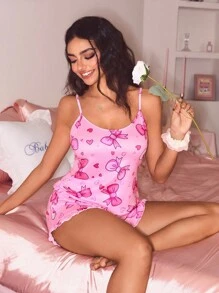 SweetSlumber 2pcs Women Bow & Heart Pajama Set - Multicolor - View 4