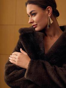 MOTF PREMIUM LAPEL BUTTON FRONT FAUX FUR COAT