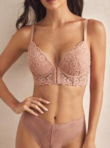 Charlaine Áo ngực ren gợi cảm cài trước, nâng đỡ, có gọng cho ngực nhỏ, chống chảy xệ - Lạc đà - Xem 4