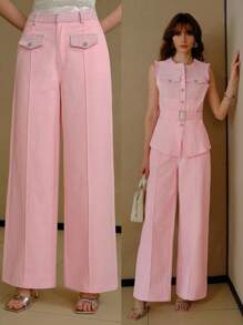 MOTF PREMIUM PINTUCK SLANT POCKET JEANS - Pink - View 7