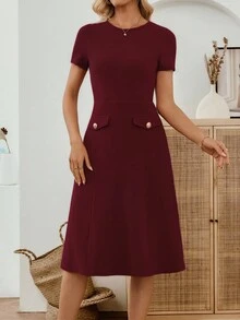 Miaspire Women's Black Lace Patchwork Elegant Party Mid-Length Dress Business Casual Woman Office Outfits For Women Work Outfits For Women Fall Clothes For Women Burgundy Dress For Women Wine Red Dress Maroon Dress Midi Dress Elegant Midi Dress Fall Dresses For Women Fall Dresses For Women Dresses For Women Elegant Dresses For Women Elegant Dresses For Women Elegant,Elegant Dresses For Women,, Christmas - Burgundy - View 3
