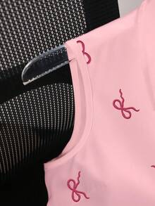 INAWLY Camisa sin mangas con estampado de moño, casual de verano para mujer - Rosa - Ver 4