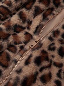 SHEIN Autumn And Winter Maternity Leopard Print Sleeveless Casual Jacket, Autumn/Winter - Brown - View 7