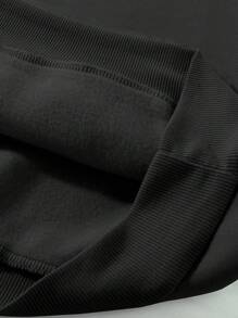 Manfinity EMRG Men's Letter Print Long Sleeve Drawstring Hoodie And Sweatpants Casual 2 Pieces Set , Fall Clothes Winter - Black - View 5