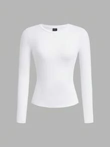 Tseoso 2件黑白休闲长袖修身长T恤套装，适合秋冬季，95%纯棉 - 黑與白 - 查看 5