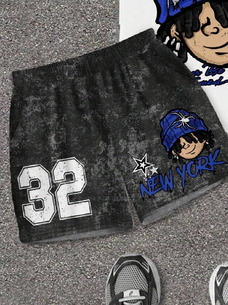 SHEIN 青少年男童两件套休闲纯色圆领短袖套装，夏季 - 白色 - 查看 4