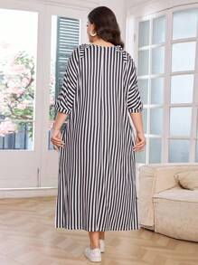 Lacomfia Elegantes Lässig Kleid in Große Größen mit Kontrastspitze, Twist-Schulter und freier Schulter