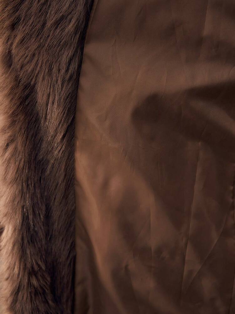 WOMEN'S FAUX FUR COLLAR MID-LENGTH COAT, AUTUMN/WINTER