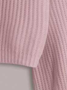 EURMUSE White Lantern Sleeve Button Front Rib Knit Cardigan - Dusty Pink - View 3