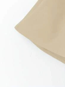 SHEIN Clasi Áo sơ mi tay bồng nhún bèo thanh lịch giản dị cỡ lớn cho nữ - Màu Khaki - Xem 3