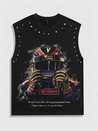 Street Life Camiseta sin mangas informal con estampado gráfico para adolescentes, verano