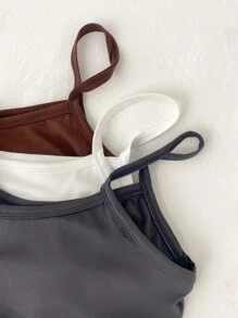 SHEIN 青少年款三件套合身吊带背心，黑白灰三色可选，百搭休闲的叠穿基础款 - 彩色 - 查看 8