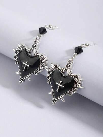 Goth 1 par de pendientes de estrella de estilo gótico retro con rhinestones