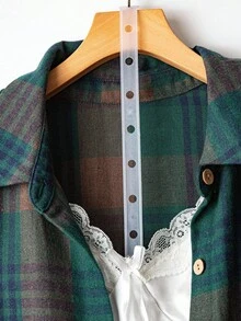 EMERY ROSE 女式加大码中长格子衬衫，前薄后短长袖系带袖口细节，休闲日常宽松复古风格，春秋季 - 彩色 - 查看 6