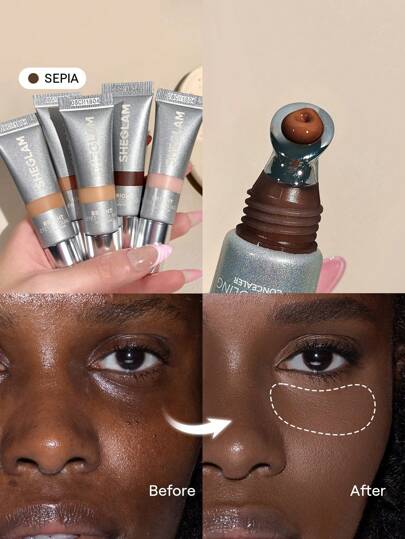 Correcteur RafraîChissant Bright Eyes-SéPia Applicateur MéTallique RafraîChissant Correcteur Liquide Mat Couverture Longue DuréE Correcteur De Couleur éClaircissant Correcteur Ultra-Hydratant LéGer Concealer Marque Beauté Visage Maquillage CosméTique Pour Femmes Filles Parfait Pour Hiver IdéAl Pour Y2K ÉLéGant Mode Adapté Pour Anniversaire Xmas Cadeau FêTe PrêT Meilleure Couleur