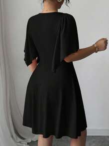 SHEIN Elenzya Plus Size Elegant Solid Color Waist Cinched Dress, Summer