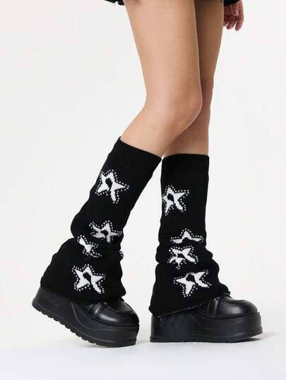 Kawaii 1 par de calentadores de pierna anchos con elementos salvajes de estilo gótico