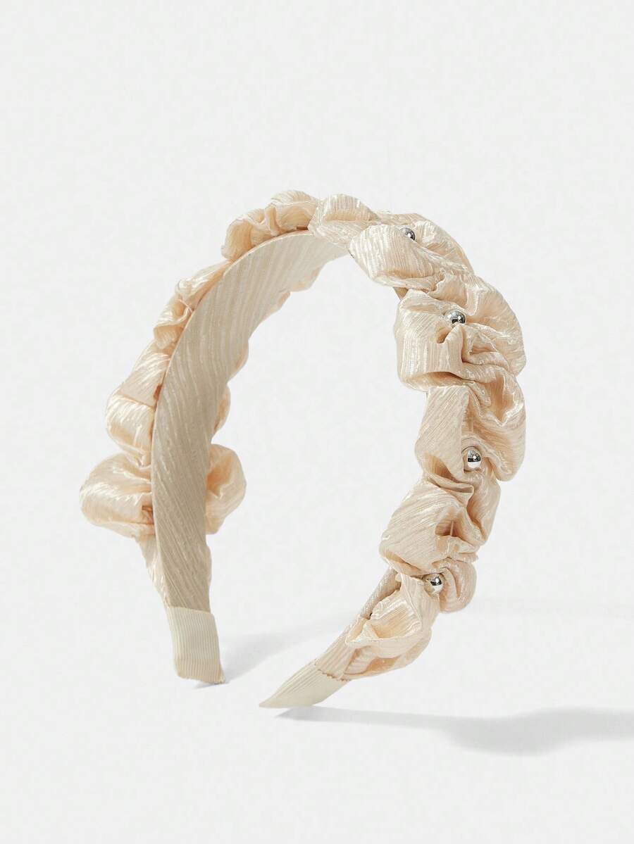 MOTF PREMIUM BEADED DECOR PLEATED HEADBAND - Beige - View 2