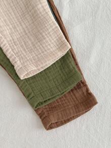 Loomiva 男婴拼色蝴蝶结装饰松紧腰休闲裤三件套 - 彩色 - 查看 4