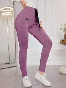 Modelyn Quần legging bó sát có dây rút màu trơn dành cho nữ, thoải mái và co giãn - Màu tím  Violet - Xem 4