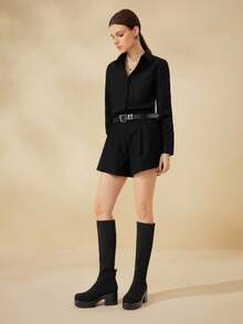 CUCCOO BASICS Botas altas negras gruesas y versátiles de CUCCOO con tacones altosccoo - Negro - Ver 5