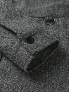 Manfinity Homme 男士成熟休闲纯色羊毛夹克男士夹克灰色纽扣男士男士纽扣衬衫男士衬衫夹克男士羊毛衬衫夹克 - 灰色 - 查看 8