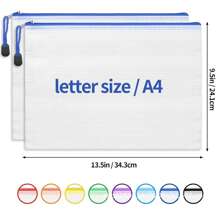 SHEIN 网状拉链文件袋用于整理和存放办公用品，包括 A4\A5\A6 文件收纳袋。 - 彩色 - 查看 3