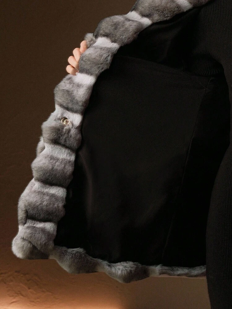 Vintage Dual-Color Faux Fur Jacket, Winter Fashion