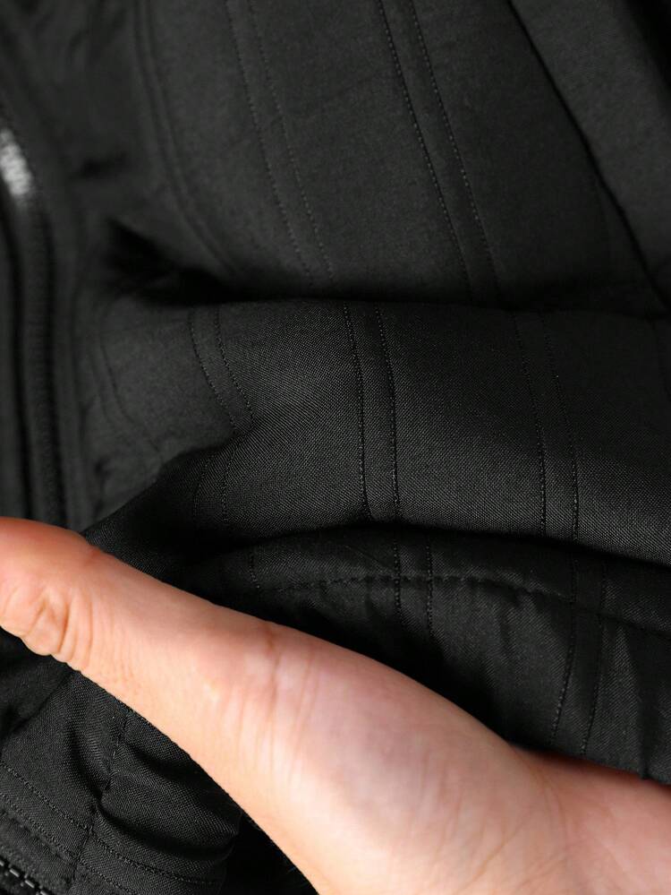 Women's Solid Color Zip-Up Collarless Padded Coat, Autumn/Winter Women Quilted Jacket Women Lightweight Jacket Women Black Jacket Zip Up Jacket Women Puffer Jacket Women Women's Winter Sweater Fall Women Clothes Fall Clothes For Women Autumn Clothes Fall Tops Women Winter Coat Women Winter Clothes For Women