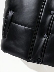 Chaleco de piel sintética negra minimalista y grueso para niñas, adecuado para el hogar, el exterior y la escuela, otoño/invierno