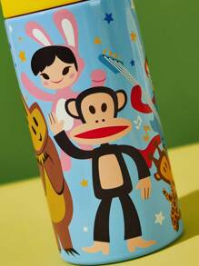 Paul Frank X SHEIN 16 Oz / 500 Ml Cartoon Pattern Insulated Stainless Steel With Handle And Silicone Straw, Suitable For School, Travel, Easy To Carry - Blue - View 8