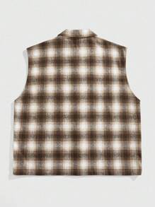 ROMWE MEN Street Life Men's Plaid Single-Breasted Casual Vest With Pockets