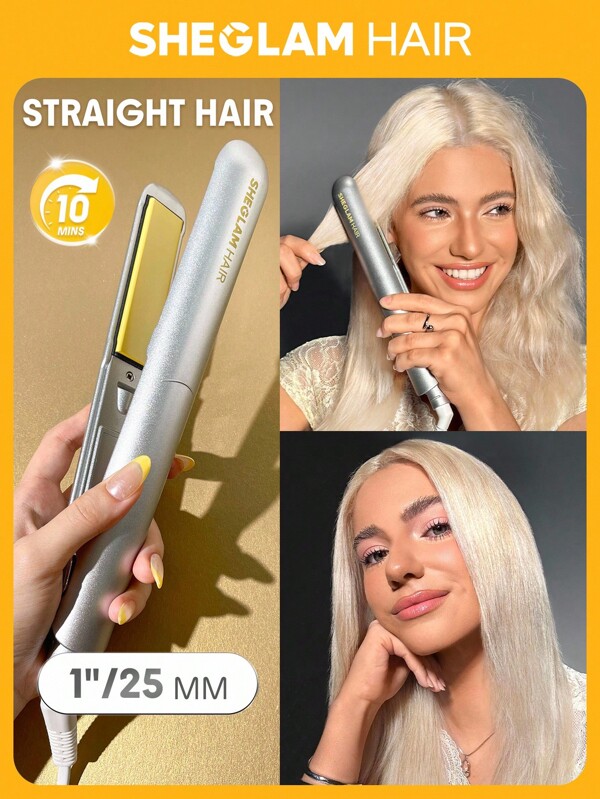 SHEGLAM HAIR Plancha de pelo elegante y chic con calor instantáneo, 2 en 1 para cabello liso y rizado, con iones negativos, alisado rápido en 10 minutos, ajustes de memoria inteligentes, 5 ajustes de temperatura, voltaje universal de 100-240 V, ideal para viajes internacionales (enchufe estadounidense). Graduación Cumpleaños Día festivo Verano Caer Otoño Y2K Elegante Moda Mujer Constituir Cosmético Fiesta Playa Viajar Cámping Al aire libre Escuela Campus Viaje Festivales Decoración Regalo Presente Rosa Chica Cosplay Mejor Color Encanto Onda