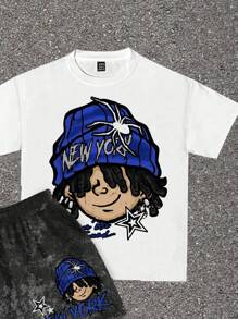 SHEIN 青少年男童两件套休闲纯色圆领短袖套装，夏季 - 白色 - 查看 3