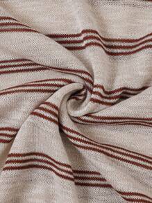 Manfinity Casual Fashionable Versatile Striped Long Sleeve Men's Polo Shirt - Khaki - View 4