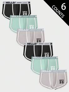 SHEIN 6pcs/Pack Men's Letter Print Contrast Trim Boxer Briefs Multipack Underwear - Multicolor - View 1