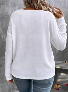 EMERY ROSE 新款时尚休闲大码女式V领长袖T恤