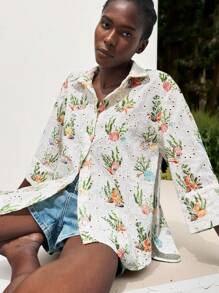 Maija Áo kiểu nữ casual in họa tiết rỗng thêu toàn thân, áo đi nghỉ mát, áo đi biển, áo nữ đi chơi, áo sơ mi cài nút, áo nữ dễ thương, áo nữ hài hước, áo nữ dễ thương, áo nữ Kawaii, áo đi nghỉ mát, áo nữ đi chơi, áo sơ mi cài nút, áo nữ phong cách Boho, áo nữ phong cách Bohemian. - màu xanh lá - Xem 8